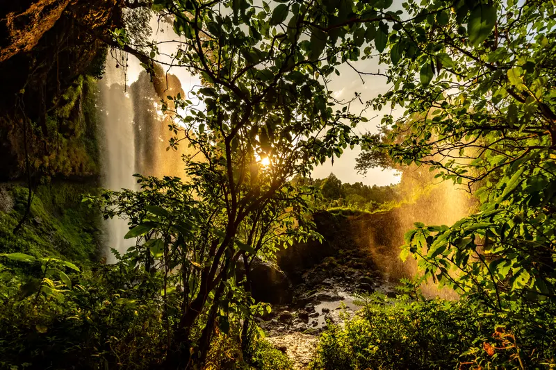 Sipi Falls at sunset